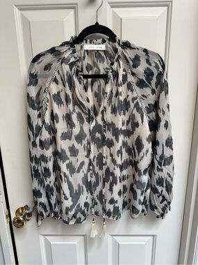 Bishop + Young Sheer Sleeve Animal Print Top